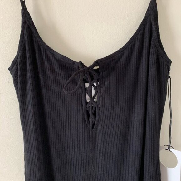 REVOLVE Privacy Please Women's Mini Dress Lace Up Ribbed knit Black Size XS - Picture 5 of 16